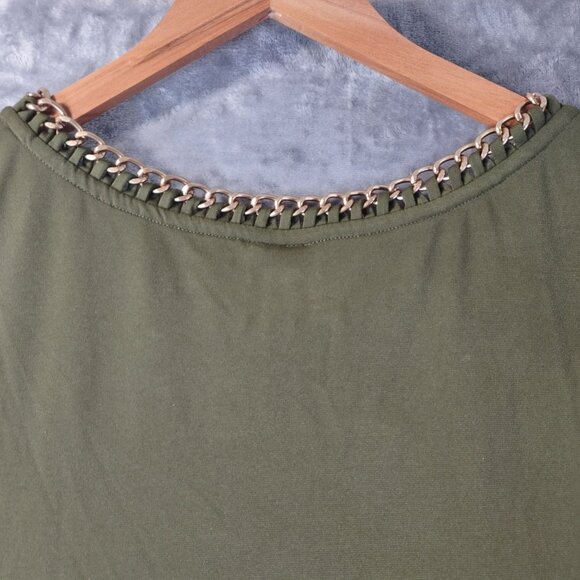 Worthington Woman Plus Chain Neck Tank Top 2X Olive Green Stretch Career Casual - Picture 8 of 10